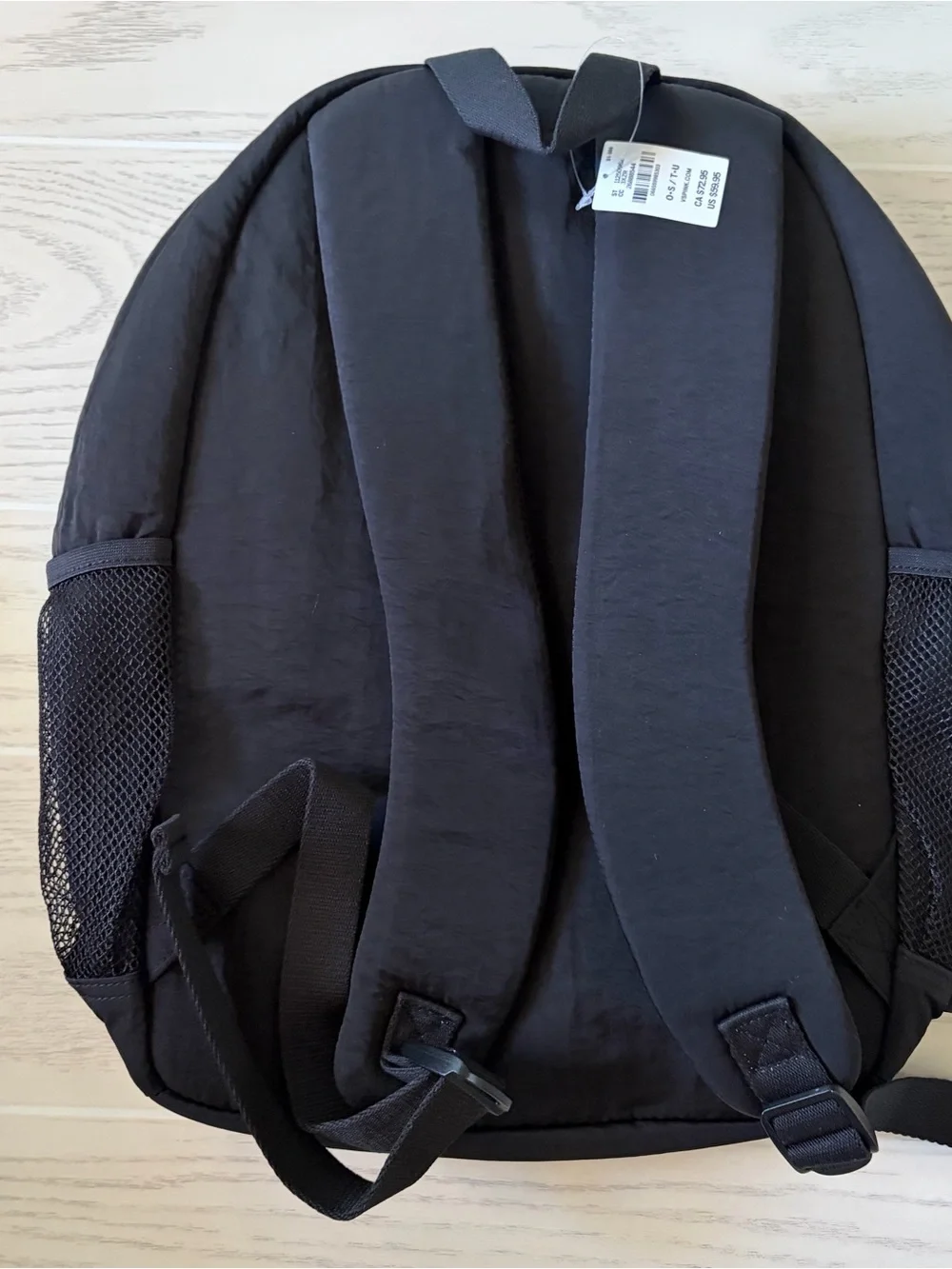 PINK Victoria's Secret Black Quilted Puffer Backpack with Stripe Accent